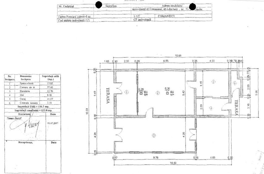 Casă individuală cu 3 camere cu Teren 1095 Mp în Central