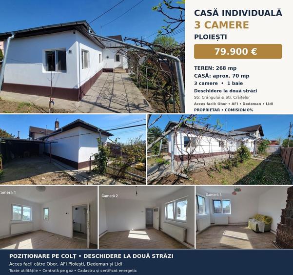 Casă cu 3 camere cu Teren 268 Mp în Bereasca