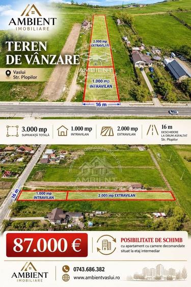Teren agricol intravilan de 3000 mp, în Vest