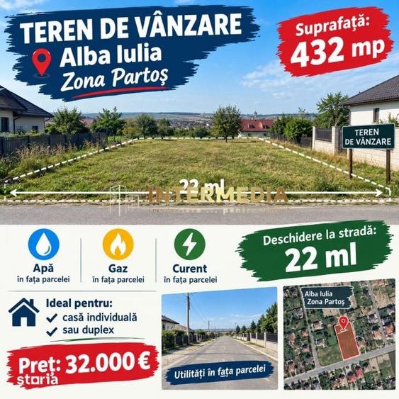 Teren de 432 mp, în Partoș