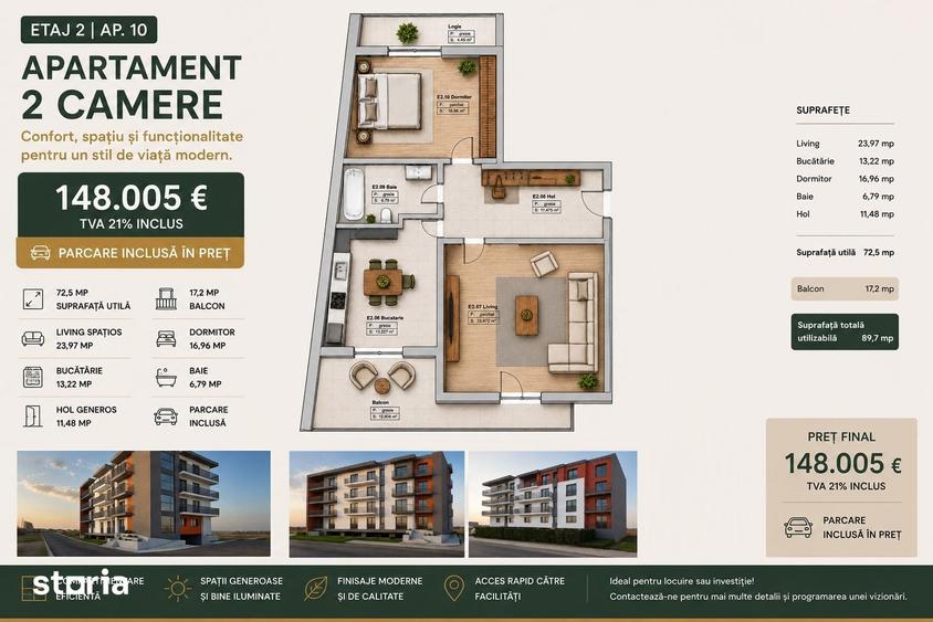 Apartament cu 2 camere în Tomis Plus