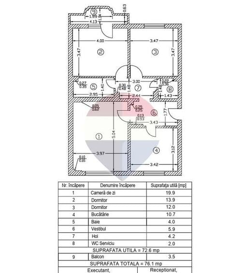 Apartament cu 3 camere decomandat în 13 Septembrie