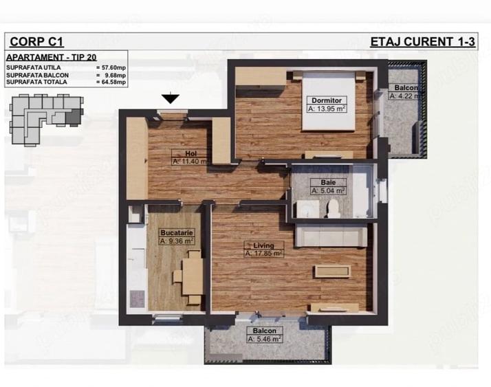 Apartament cu 2 camere decomandat în Dobroești