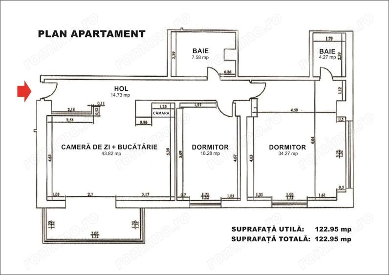 Apartament cu 3 camere decomandat, mobilat în Băneasa