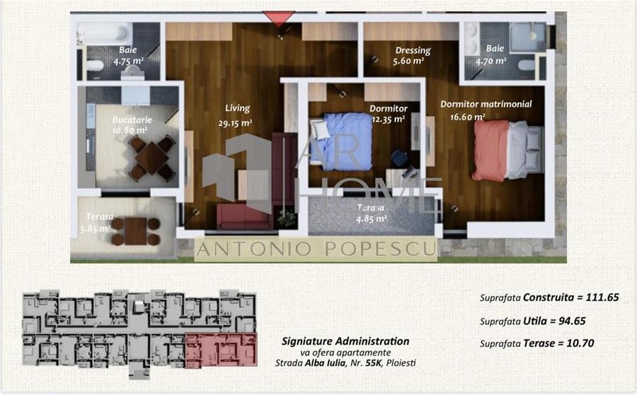 Apartament cu 3 camere decomandat în Albert