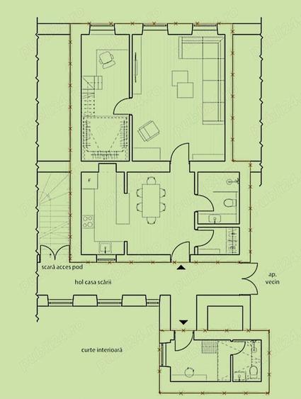 Apartament cu 3 camere decomandat în Medicină