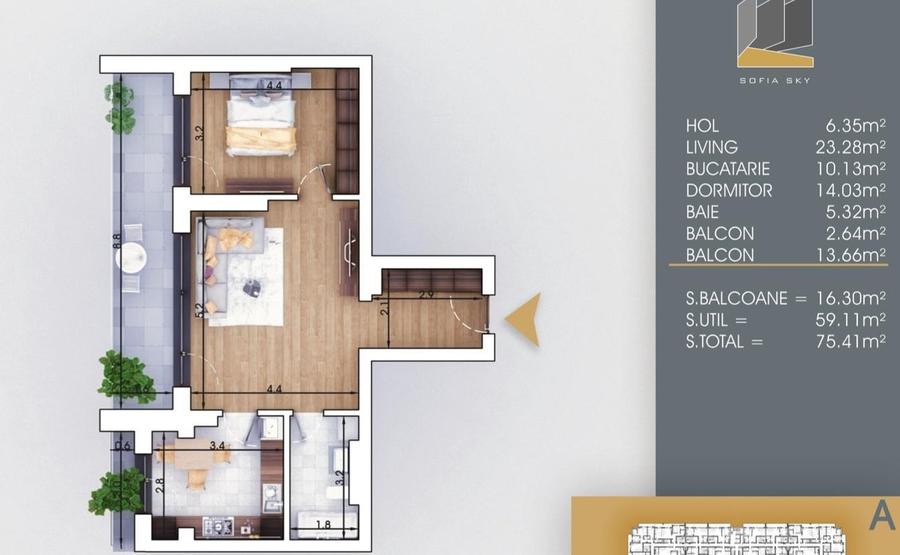 Apartament cu 2 camere semidecomandat în Theodor Pallady
