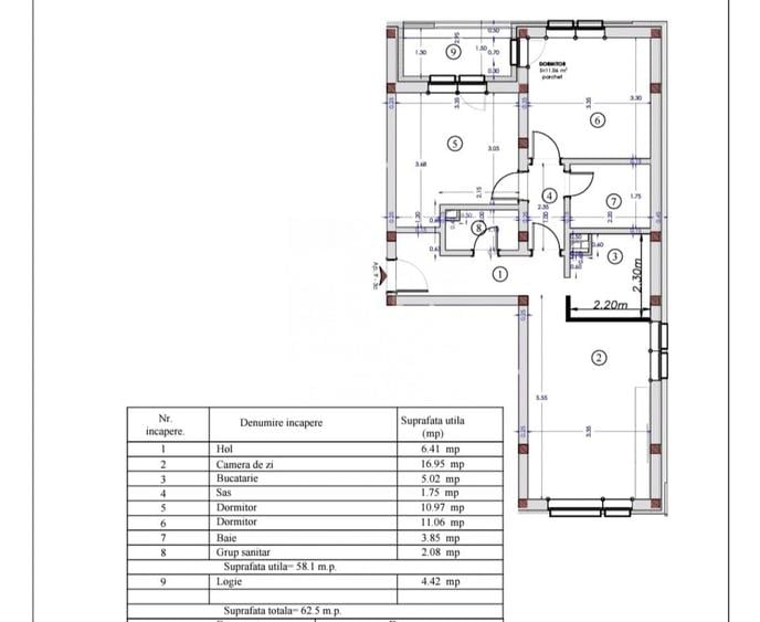 Apartament cu 3 camere decomandat, mobilat în Florești