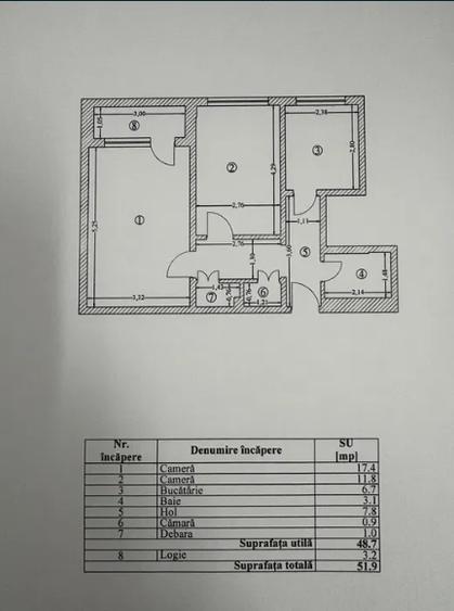 Apartament cu 2 camere decomandat în 1 Decembrie 1918