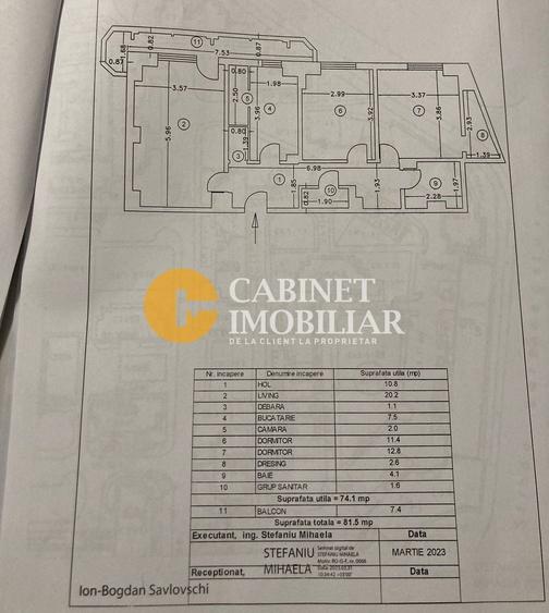 Zimbru 3 camere 81,5 mp - etaj intermediar - mobilat complet - bloc 1990 - 11