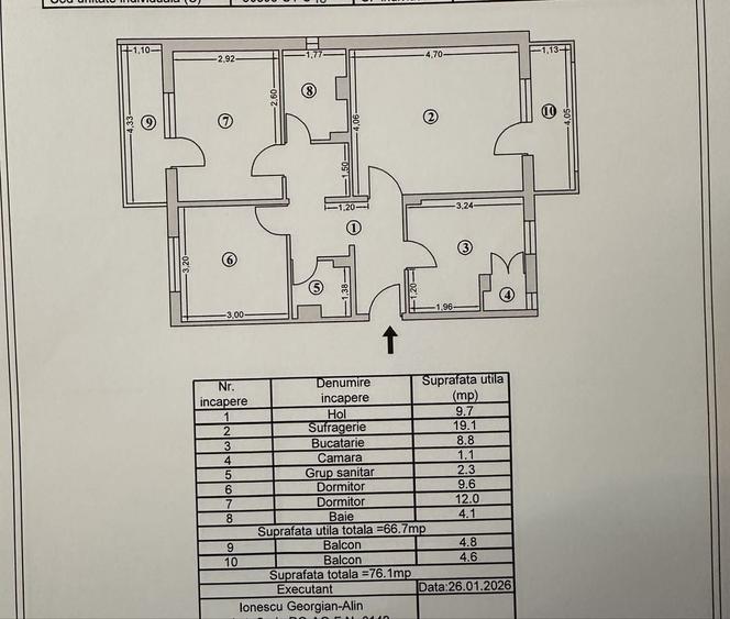 Apartament cu 3 camere decomandat în Ultracentral