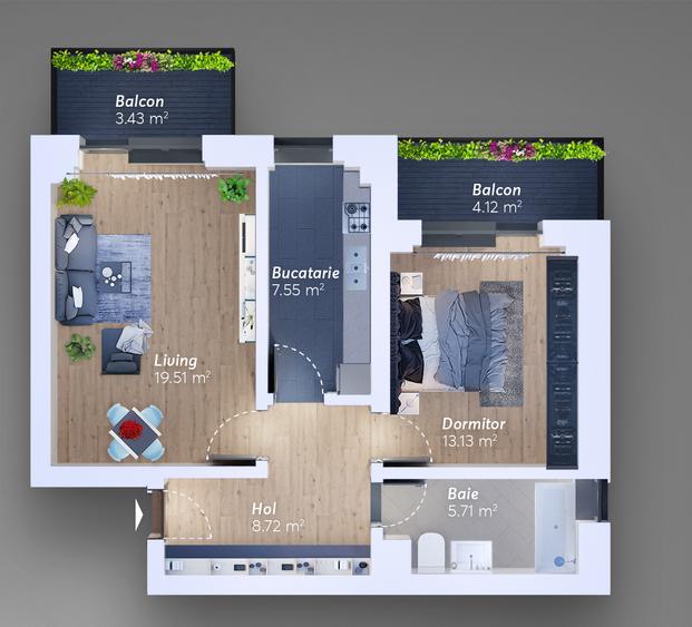 APARTAMENT 2 CAMERE TIP 19 – BLOC E & F - FAZA II - 1