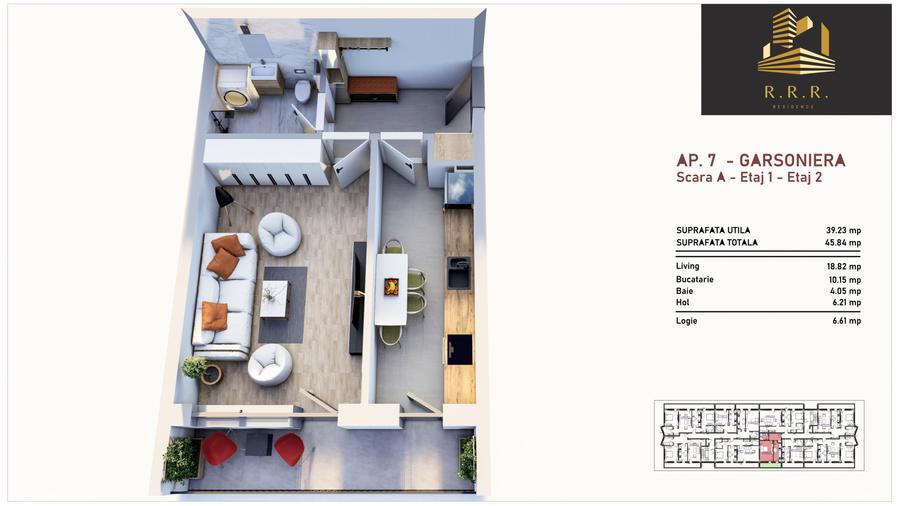 Garsoniera decomandata 46m.p ,etaj 2, predare 12/2025,stradal Soseaua Giurgiului - 2