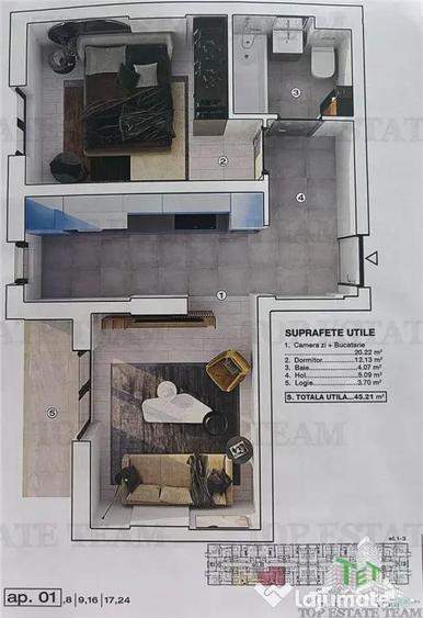 Apartament modern 2 camere, incalzire in pardoseala, posibil - 18