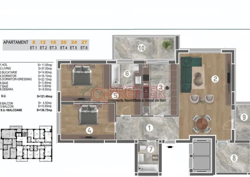 Delta Vacaresti 3 camere decomandat Piata Sudului - 13