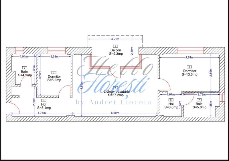 Apartament cu 3 camere semidecomandat, mobilat în Borhanci
