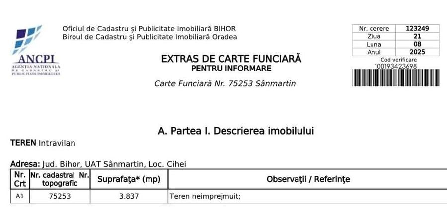 TEREN INTRAVILAN | 3837 mp | CIHEI | BIHOR - 5