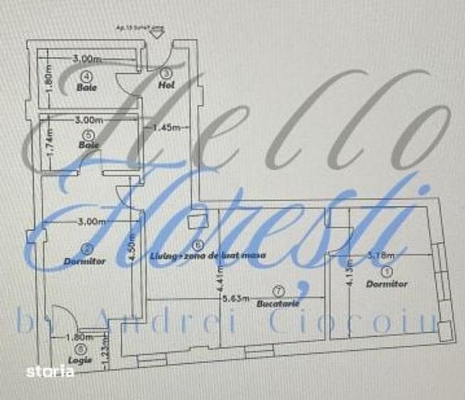 Apartament cu 3 camere semidecomandat în Dâmbul Rotund