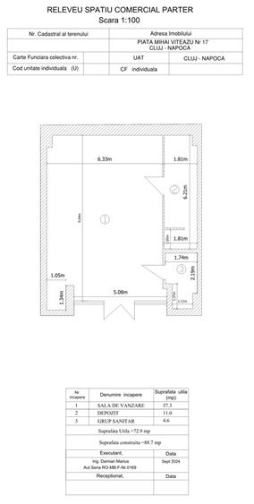 Spațiu comercial, de 72.900001525879 mp, în P-ța Mihai Viteazul