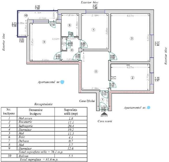 PIAȚA SUD, 3 camere decomandat, 82 mp, etaj 7 din 10, vedere superbă, renovat - 6