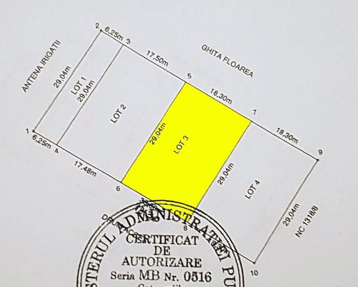 Teren intravilan 531 mp - pt. Casă mare sau Duplex | Deschidere 18,3 m | Berceni - 2