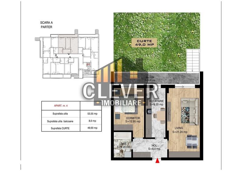 Finalizat 2 Camere | Curte 49 mp | 53,55 mp Utili | Pallady - 1