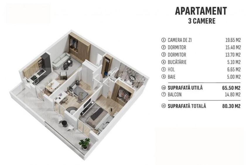 Apartament de 3 camere finisat, cartier reziden?ial nou!