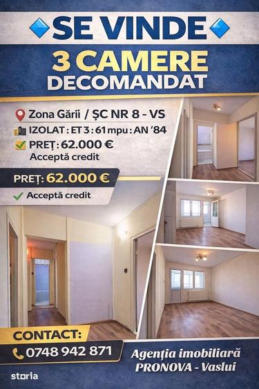 Apartament cu balcon ?i debara, 3 camere, 61mp - 1