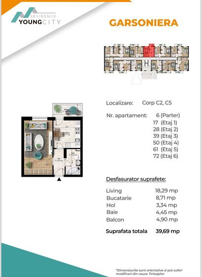 Promotie! Garsoniera decomandata cu suprafata 39,69mp - 10