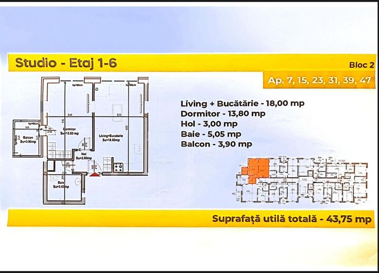 Apartament cu 2 camere/ Tip Studio, Metalurgiei- Grand Arena - 2
