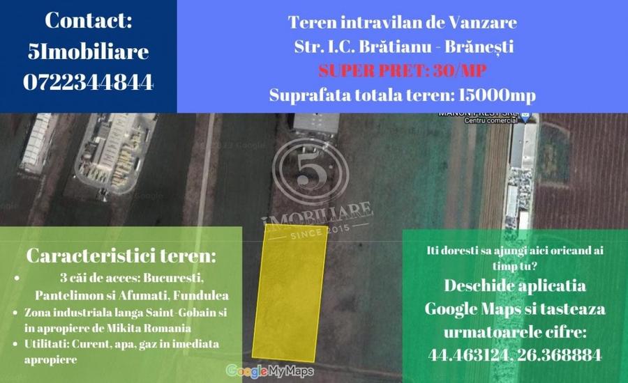 Branesti- Teren Intravilan de Vanzare-Comision 0% - 1