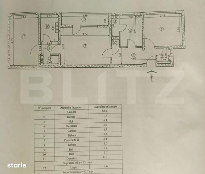 Apartament 3 camere etaj intermediar 68 mp Tatarasi - 1