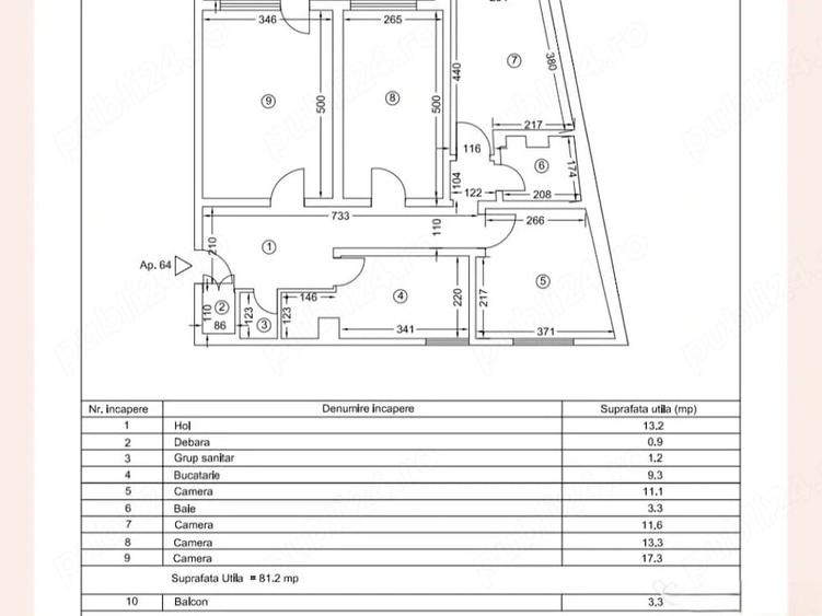 Apartament cu 4 camere decomandat în Tomis Nord