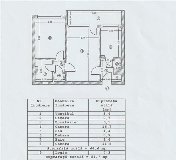 Apartament 2 camere Semidecomandat Emil Racovita - Straduintei - 6