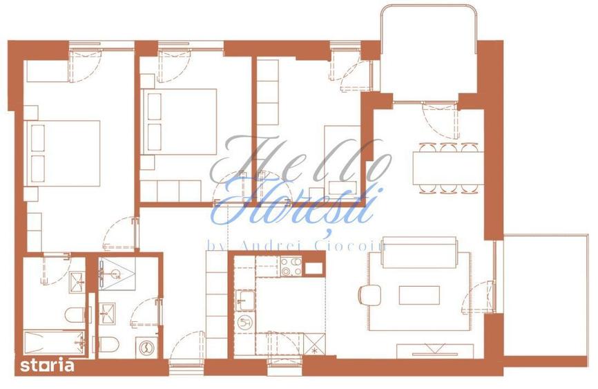 Apartament 4 camere 95.6 mp 2 logii de 6.6 mp si 8.2 mp in Hexagon - 3