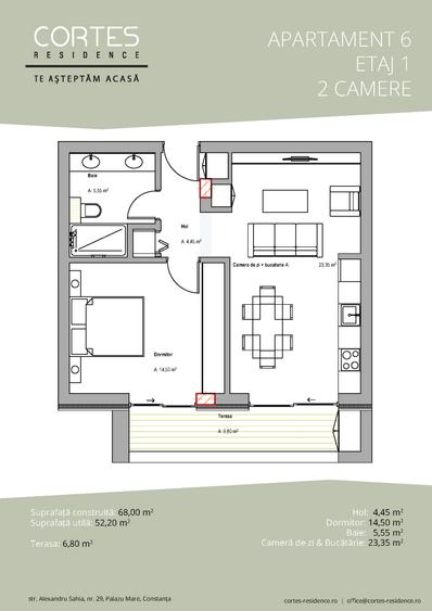 Apartament 2 Camere Etaj 1 cu Terasa - 1