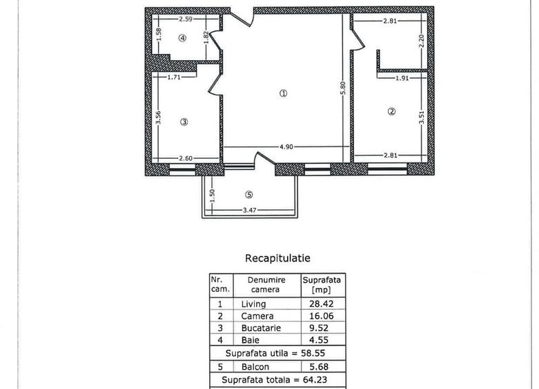 Apartament 2 camere | Hercesa Vivenda | 59 mp | Mobilat & utilat | Balcon 5,6mp - 10