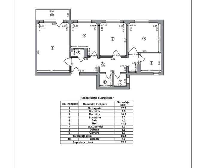 Apartament cu 3 camere decomandat, mobilat în Tineretului