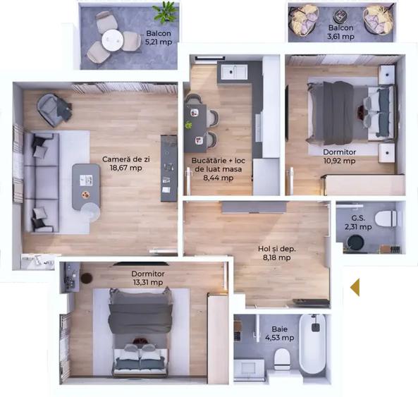 Apartament 3 camere - 1