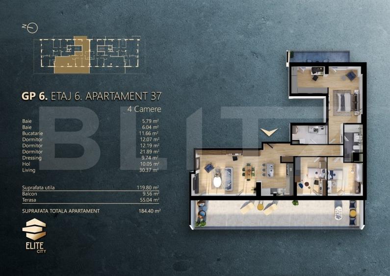 Ap. 4 camere[120 mp] Ansamblu Rezidential_zona RIVUS - 2