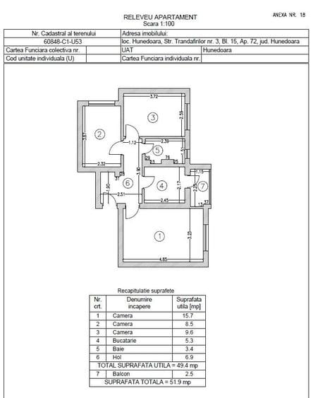Apartament cu 3 camere semidecomandat în Central