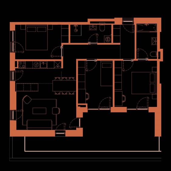 Apartament nou cu 4 camere decomandate, 90mp, etaj 1, finisat modern, cu 2 bai si 2 balcoane - 1