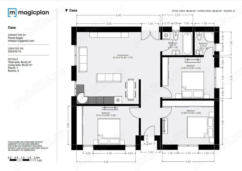 Casa idividuala 90 mp, curte 311mp, 4 camere, 2 bai, Bragadiru, utilata si mobilata, pod, parcare - 2