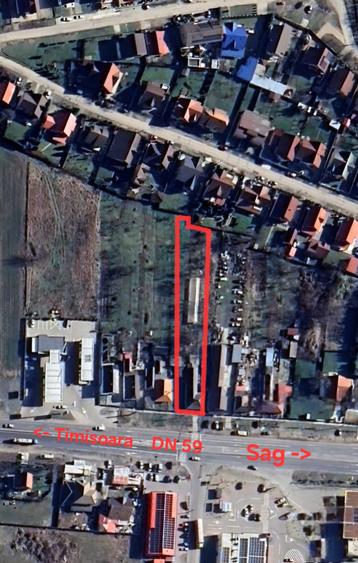 Sag - DN 59 -Casa si Teren 1876 mp - front 14 m - 1