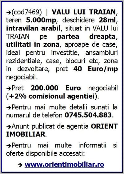 Valu lui Traian, 5.000mp, intravilan arabil, 40€/mp - 3