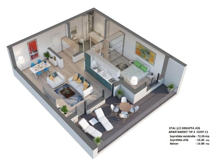 Proprietar vand Apt 2 camere, etaj 1(3), boutique 2020, 1 parcare, lift, bariera - 8