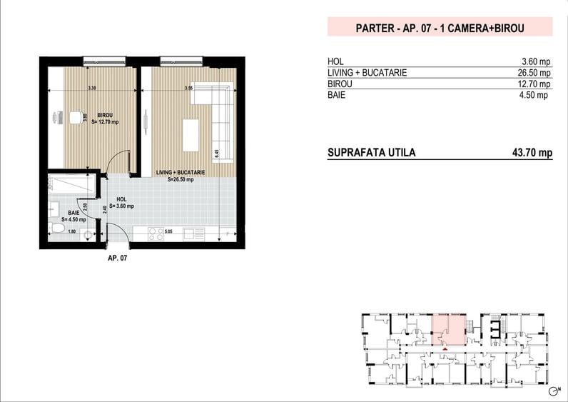2 Camere Studiou LUX Brancoveanu 7 minute Metrou mobilat si utilat TVA INCLUS - 2
