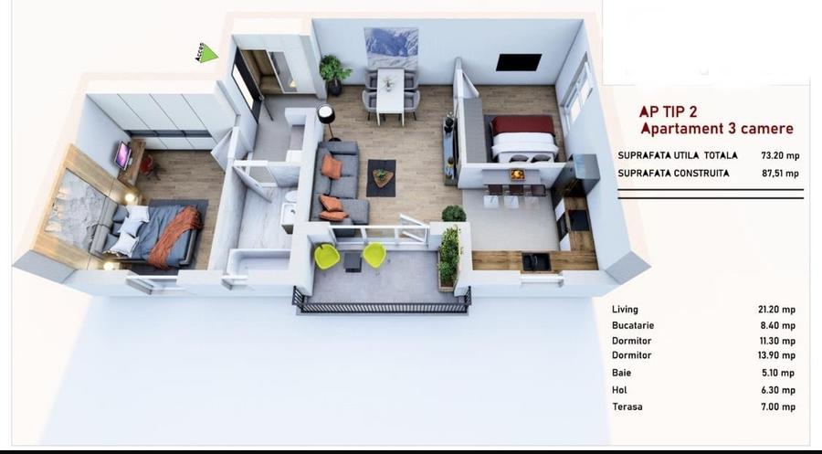 Apartamente 3 camere predare in Septembrie si Decembrie 2025 Sanpetru - 2