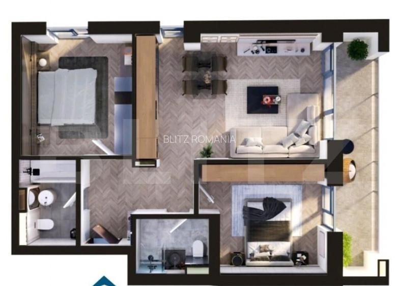 Apartament de vanzare, cu 3 camere, 74 mp, zona Torontalului