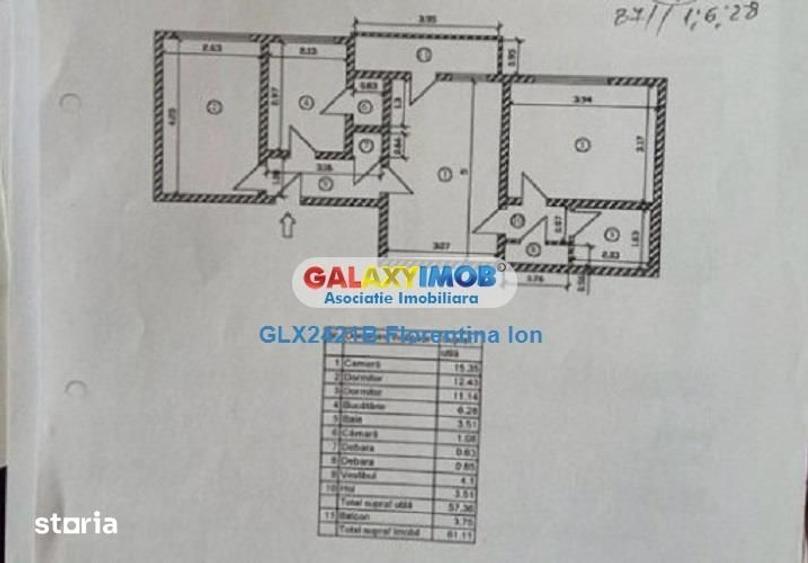 Apartament cu 3 camere decomandat, mobilat în Grivița
